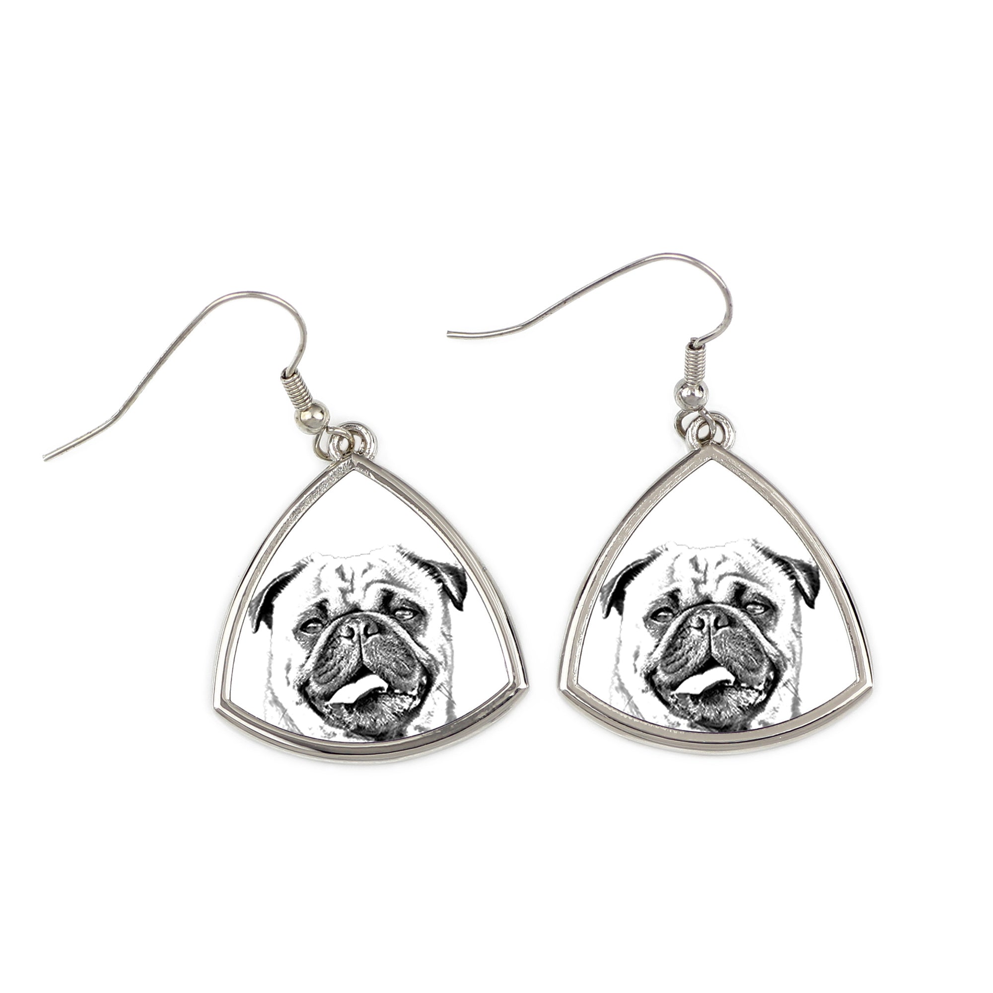 Pug - dog earrings, hanging earrings with a picture, personalized jewelry with Art-Dog brand print