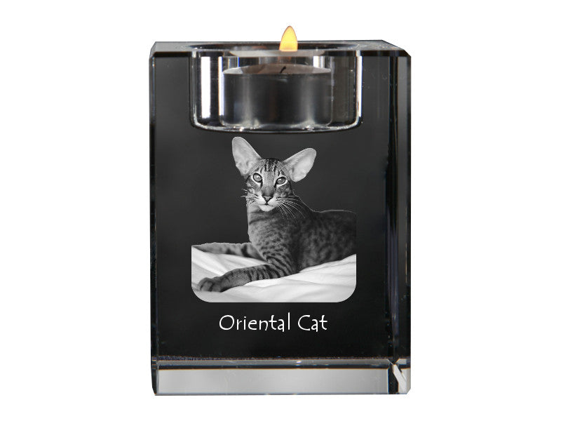 Oriental - Candle holder with cat photo, crystal tealight holder, personalised gift by Art-Dog brand