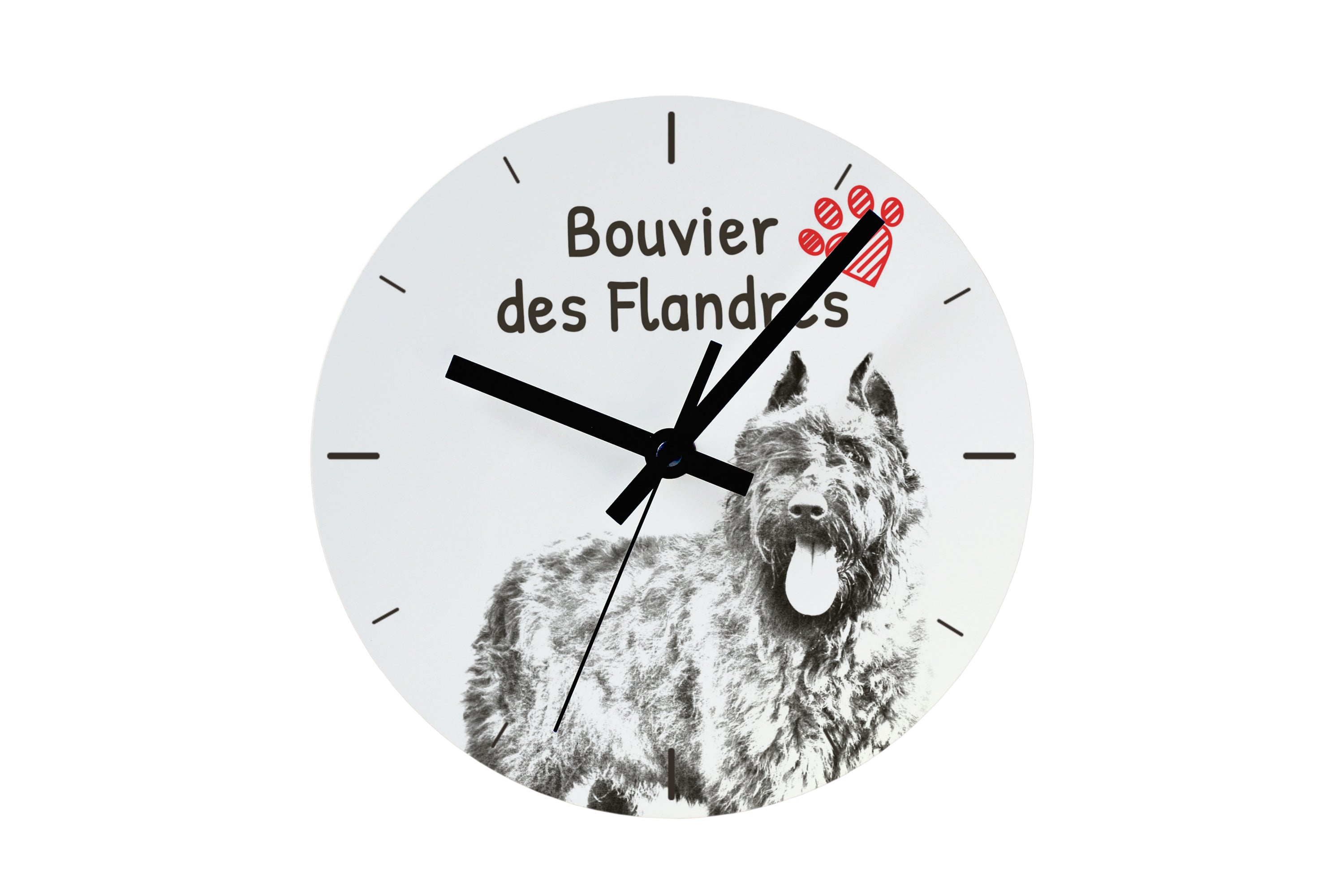 Bouvier des Flandres, Flanders Cattle Dog - wall clock with a dog, shelf clock with a print, personalized home decoration from the Art-Dog brand