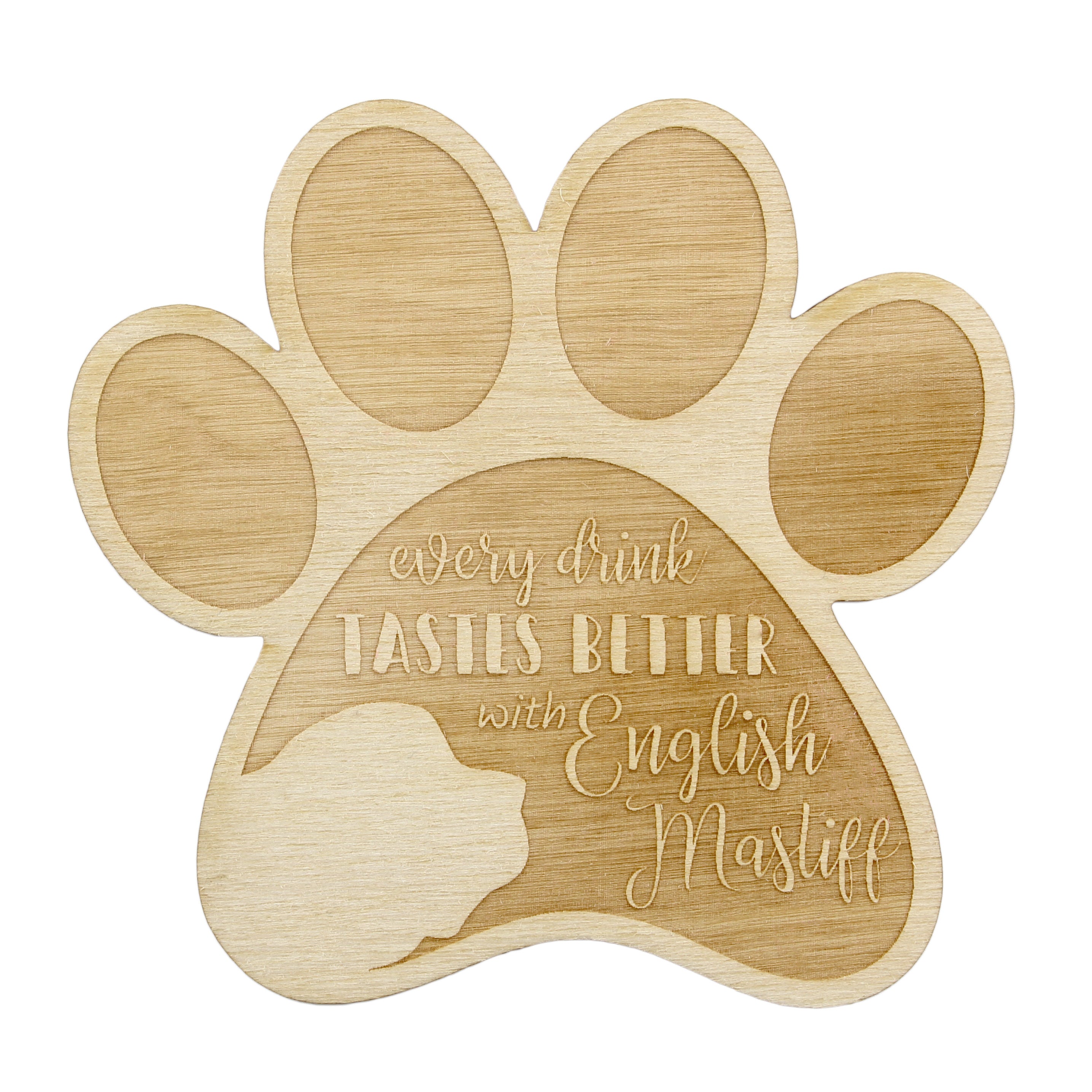English Mastiff - Mug coaster, engraved coaster with dog, gift for dog lover by Art-Dog brand