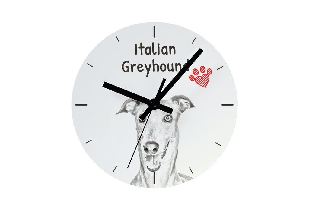 Italian Greyhound, Italian Sighthound - wall clock with a dog, shelf clock with a print, personalized home decoration from the Art-Dog brand