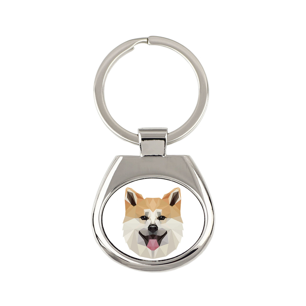 Akita, Akita Inu - geometric keychain with a photo and the inscription Art-Dog