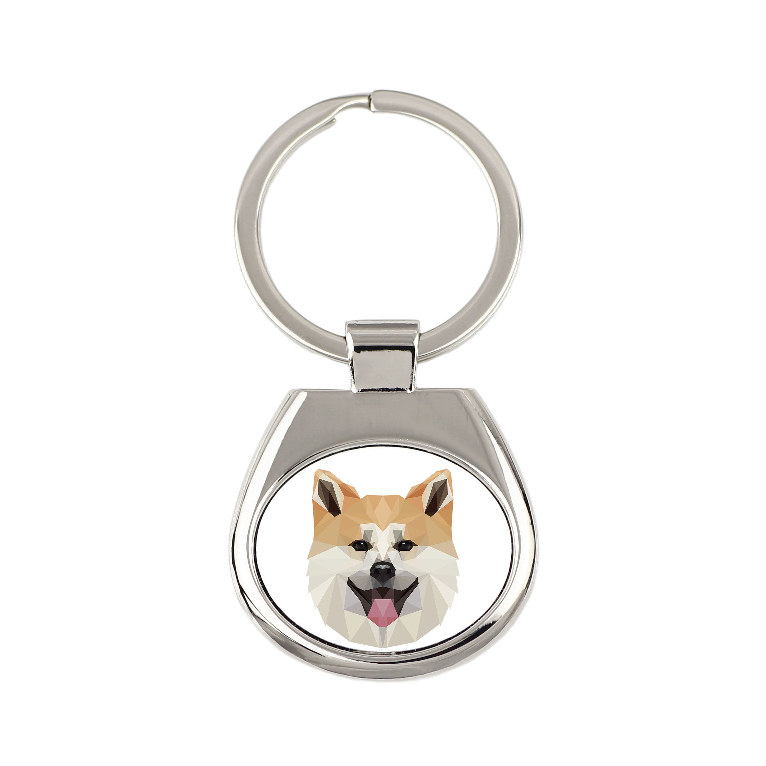 Akita, Akita Inu - geometric keychain with a photo and the inscription Art-Dog
