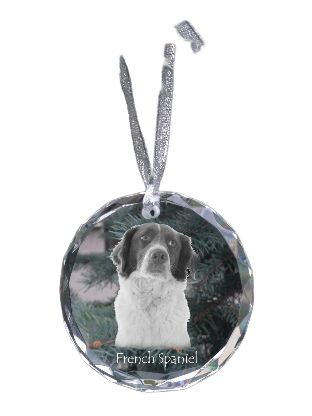 French Spaniel, French Setter, Canadian Setter - crystal bauble with a photo, dog photo in crystal, personalized Christmas tree ornament by Art-Dog brand