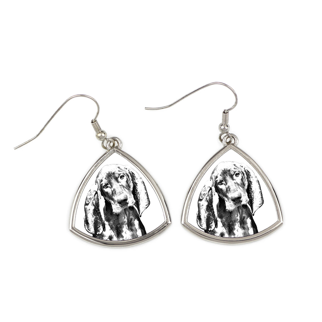Black and Tan Coonhound - dog earrings, hanging earrings with a picture, personalized jewelry with Art-Dog brand print
