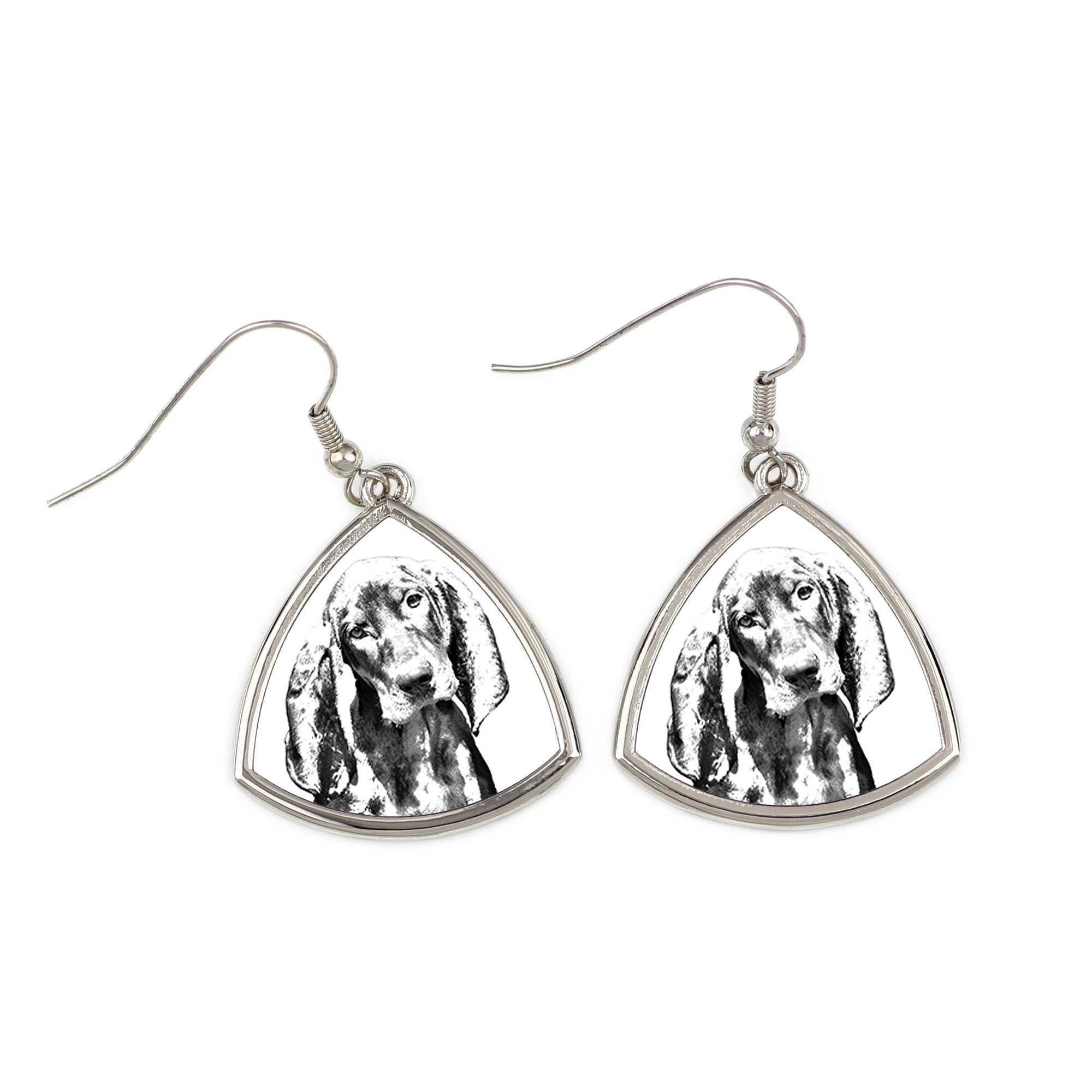 Black and Tan Coonhound - dog earrings, hanging earrings with a picture, personalized jewelry with Art-Dog brand print