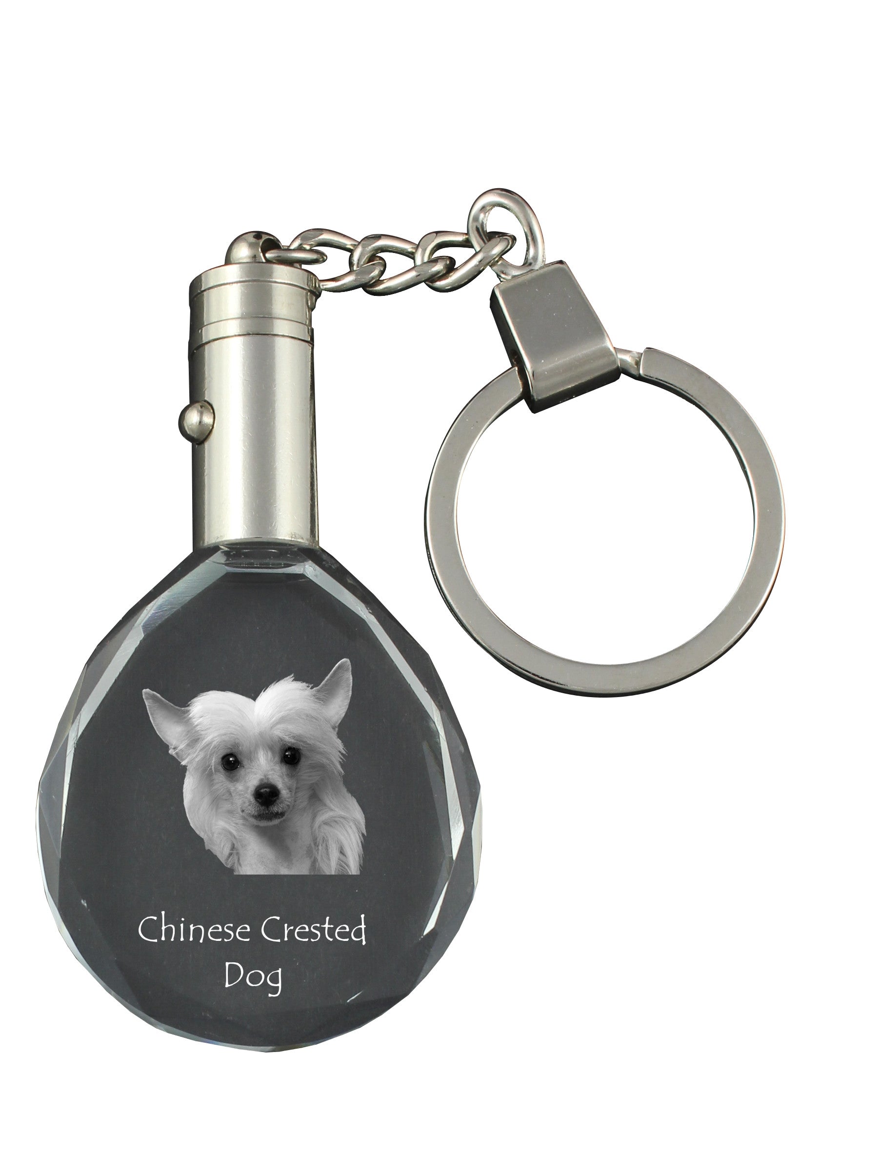Chinese Crested Dog, Puff - pendant with a photo of a dog, crystal key ring in a gift box, a unique gift by Art-Dog