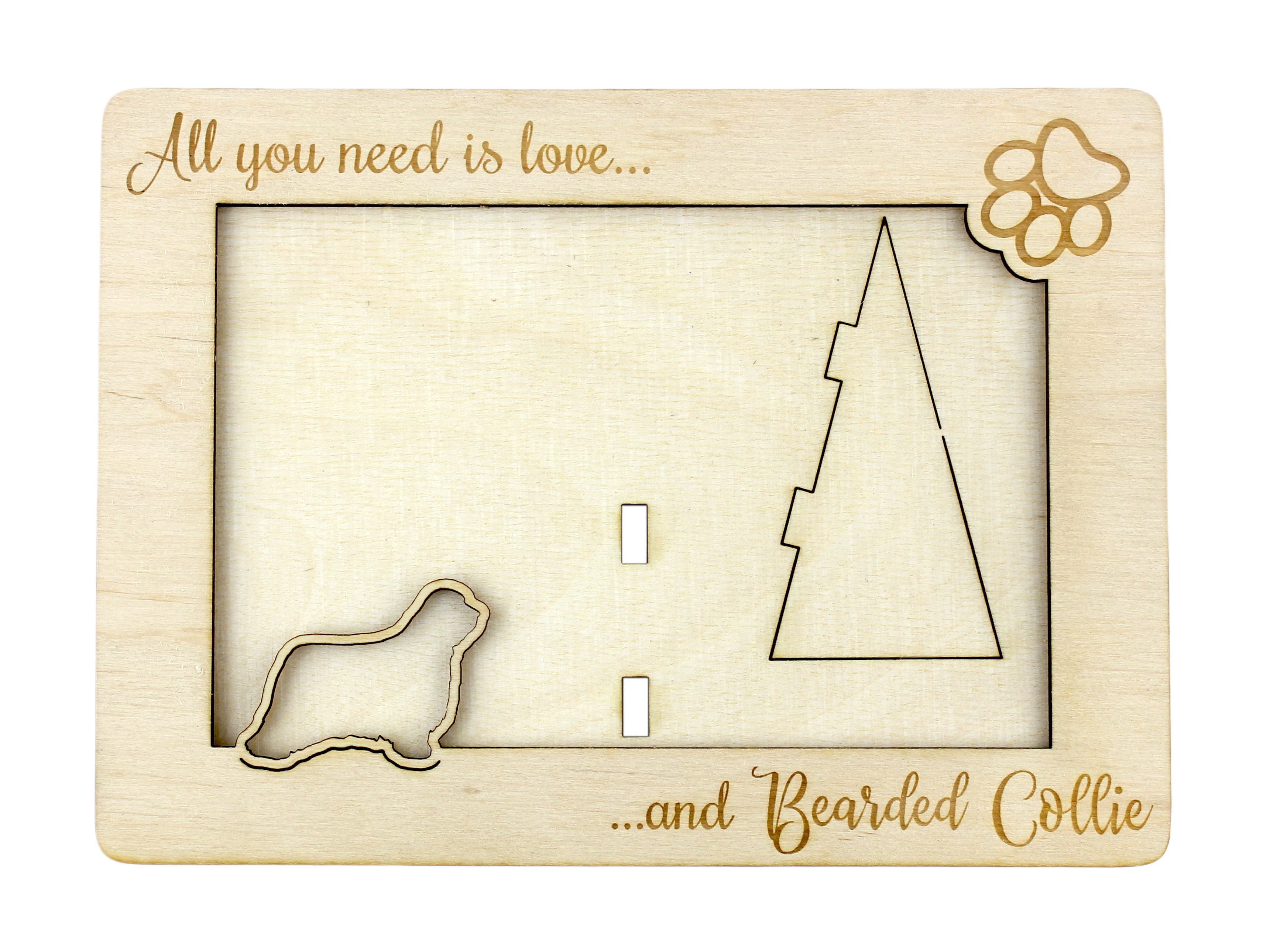 Bearded Collie, Highland Collie, Mountain Collie - Photo frame, engraved wooden frame, a lovely gadget for the dog lover by Art-Dog