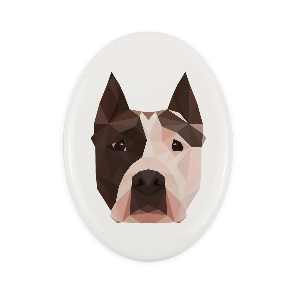 American Staffordshire Terrier, Amstaff - a plate with a geometric design and the brand name Art-Dog