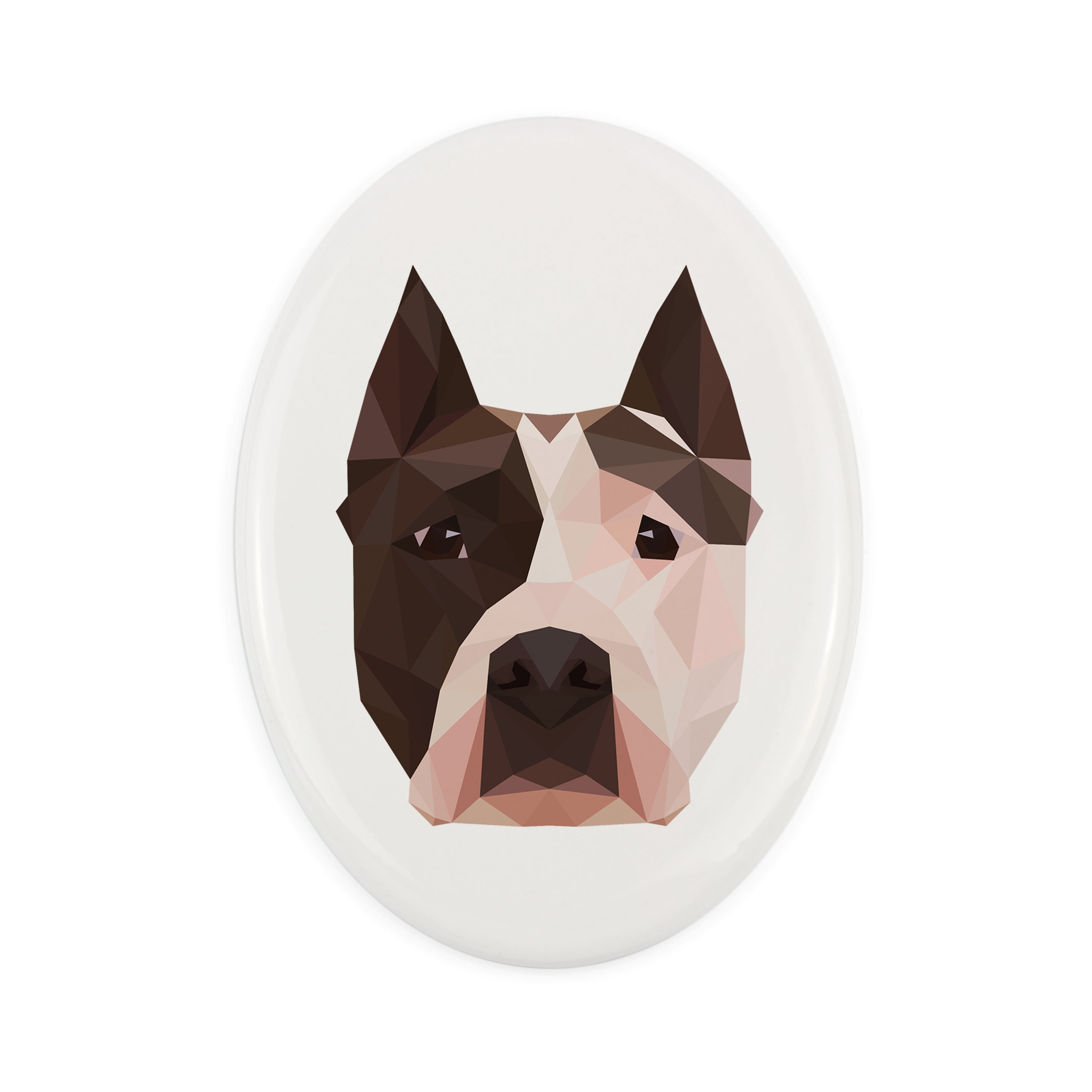 American Staffordshire Terrier, Amstaff - a plate with a geometric design and the brand name Art-Dog