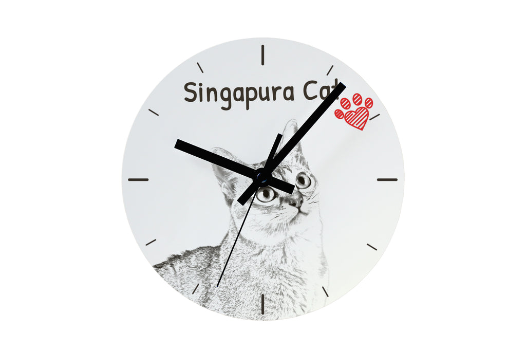 Singapura - wall clock with a cat, shelf clock with a print, personalized home decoration from the Art-Dog brand