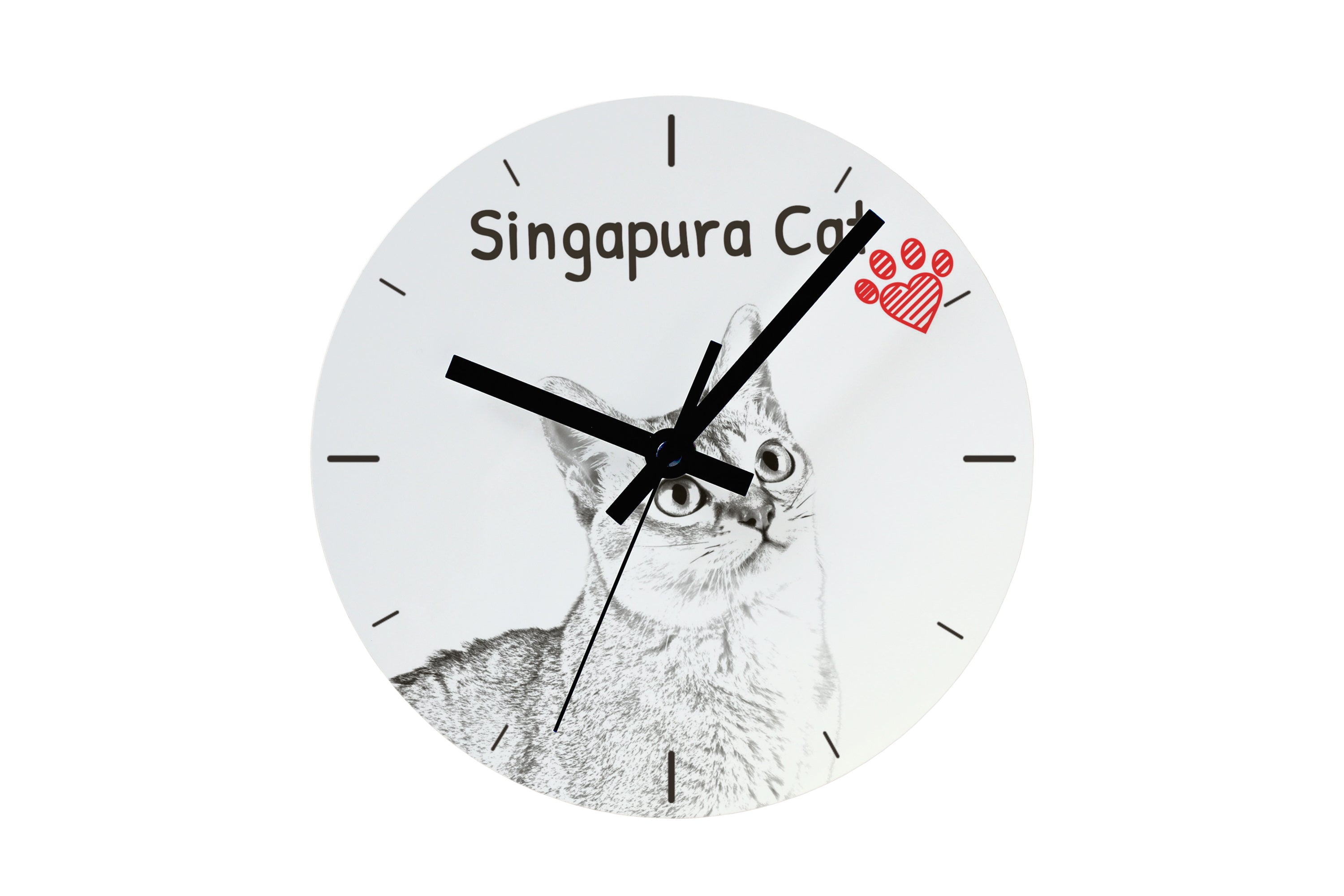 Singapura - wall clock with a cat, shelf clock with a print, personalized home decoration from the Art-Dog brand