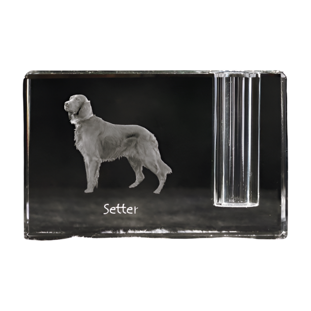English setter, Lawerack, Laverack I - Pen stand, crystal organiser with dog photo, unique desk decoration by Art-Dog brand