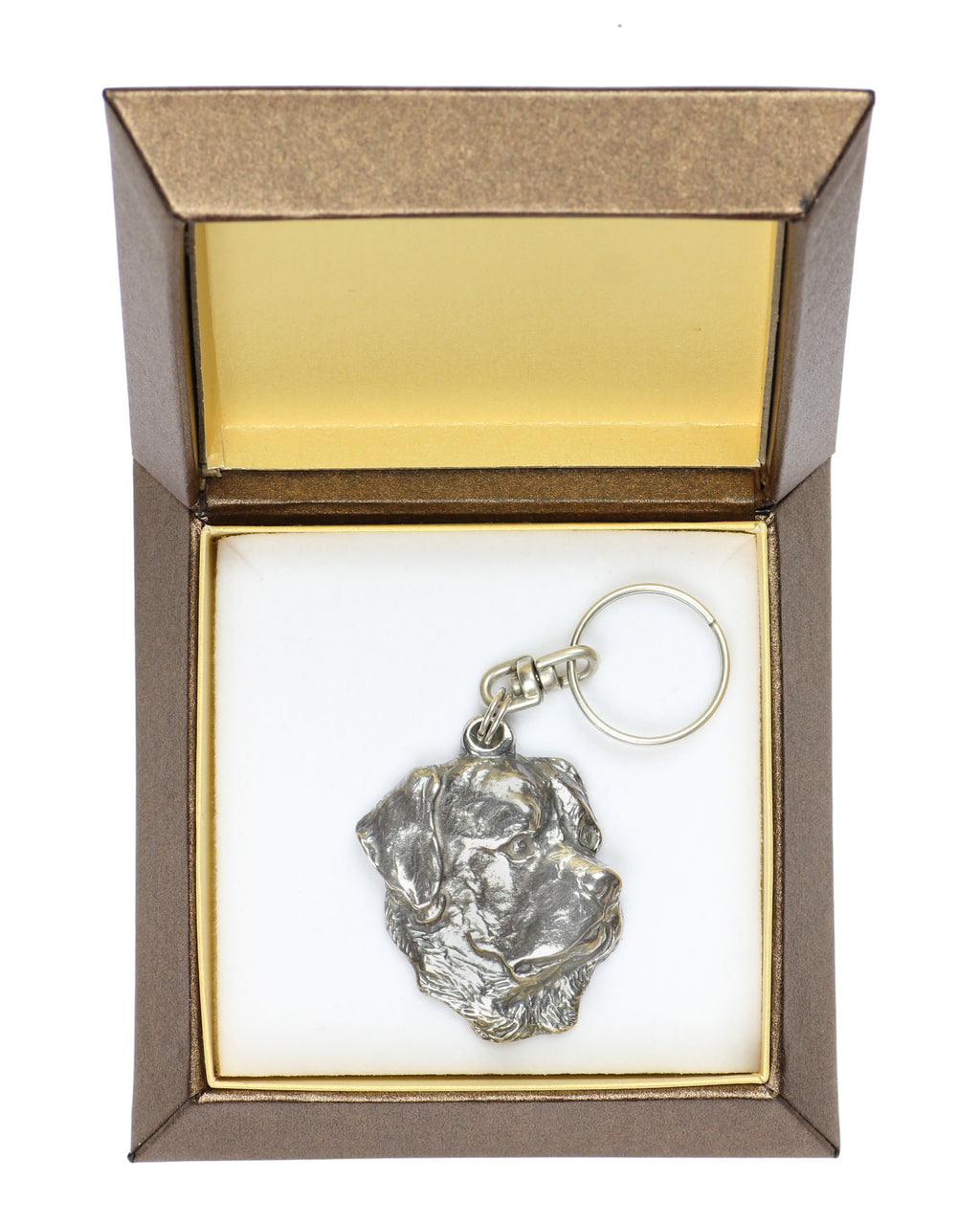 Rottweiler, Rott, Rottie I - Silver-plated pendant with a dog in a decorative box, handbag decoration, backpack pendant by Art-Dog brand
