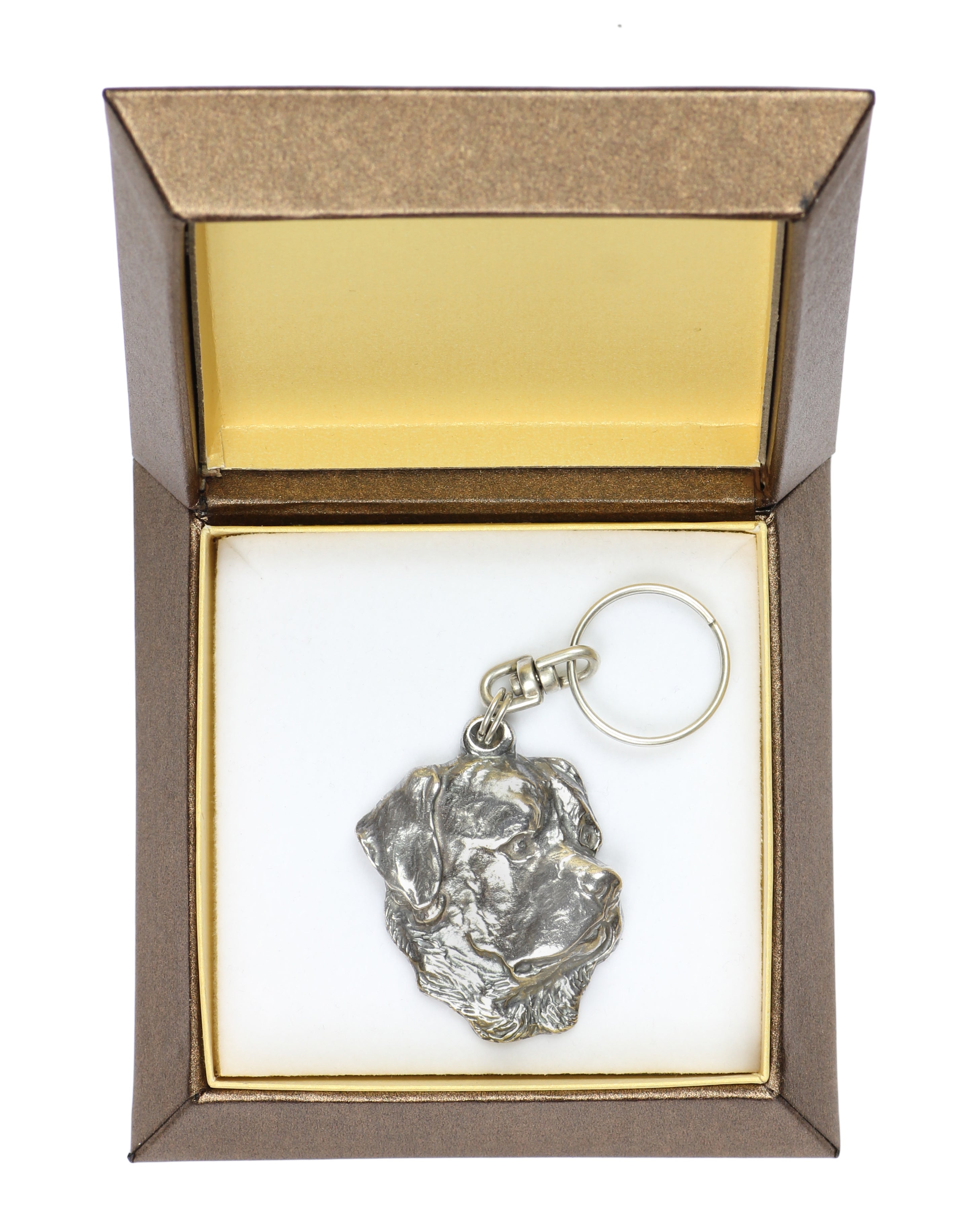 Rottweiler, Rott, Rottie I - Silver-plated pendant with a dog in a decorative box, handbag decoration, backpack pendant by Art-Dog brand