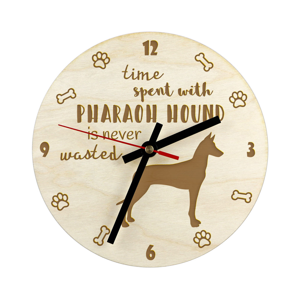 Pharaoh Hound, Kelb tal-Fenek - clock with a dog, wooden clock, wall clock for dog lovers, clock for desk and shelf, Art-Dog