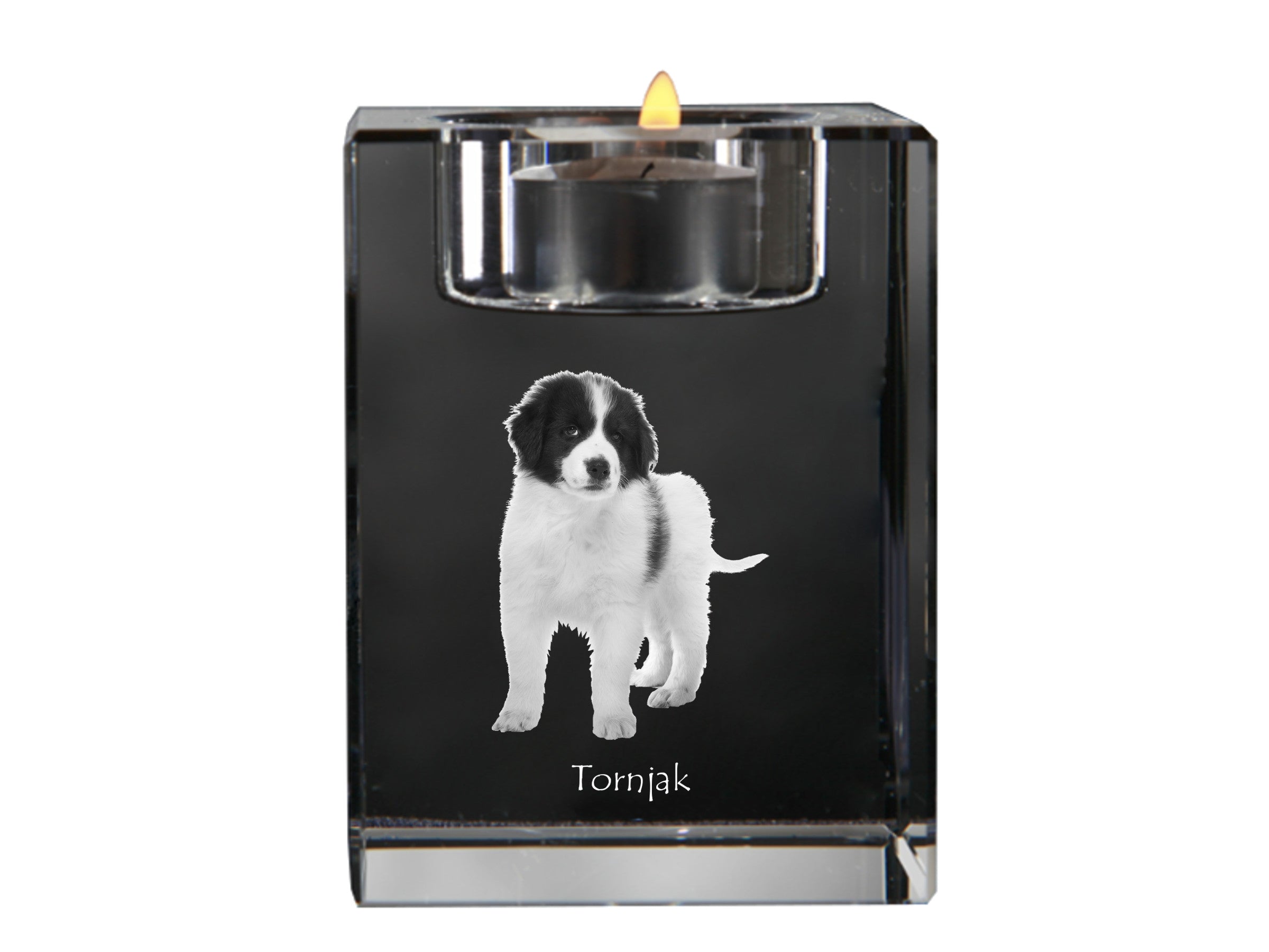 Tornjak, Bosnian And Herzegovinian - Croatian Shepherd Dog - Candle holder with dog photo, crystal tealight holder, personalised gift by Art-Dog brand