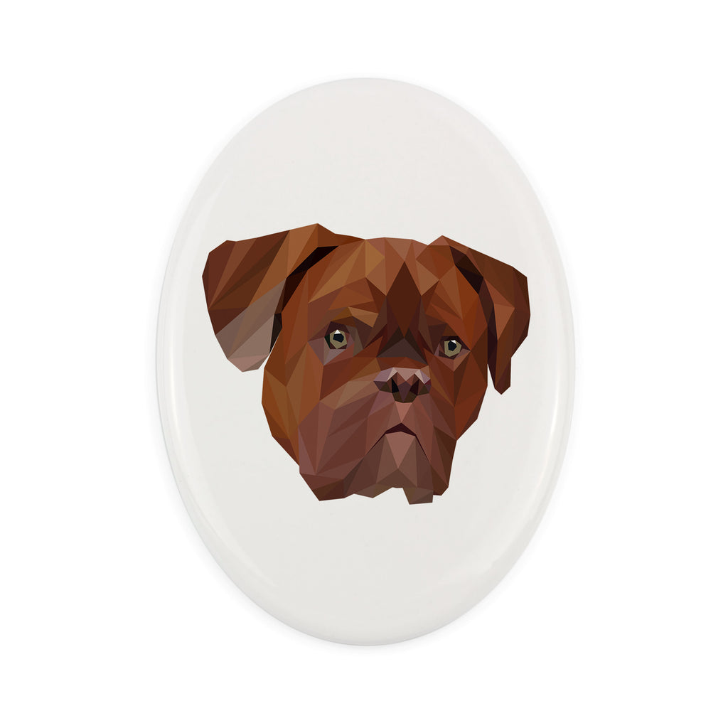 Dogue de Bordeaux, French Mastiff, Bordeauxdog - a plate with a geometric design and the brand name Art-Dog