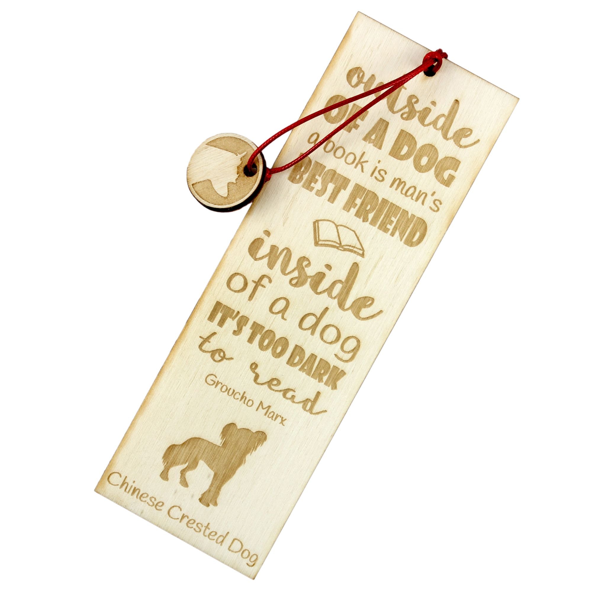 Chinese Crested Dog, Puff - dog bookmark, personalized bookmark, gift for bookworm from Art-Dog brand