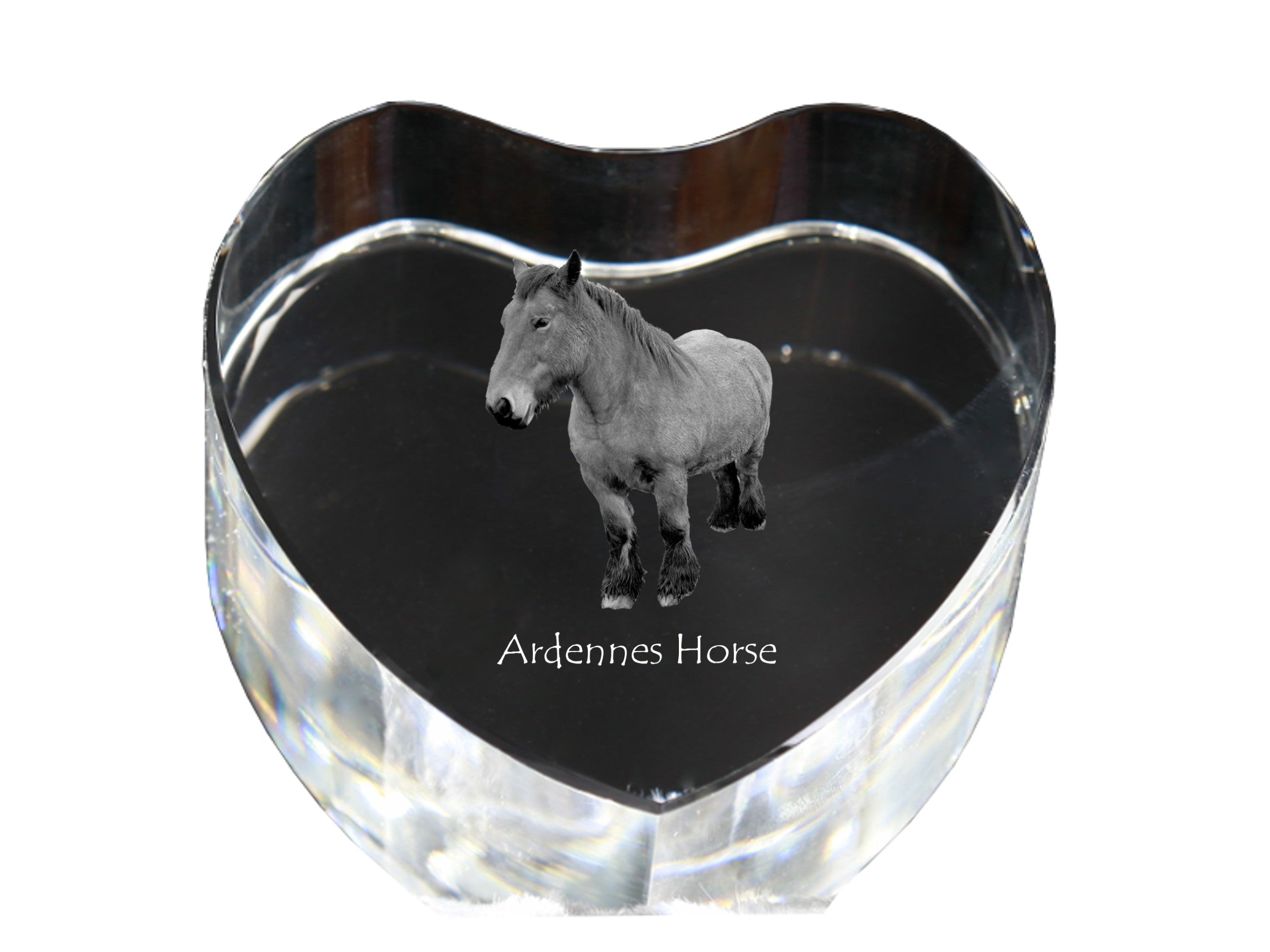 Ardennes Horse - a photo of a horse in crystal, a crystal heart, a unique frame with a photo from the Art-Dog brand