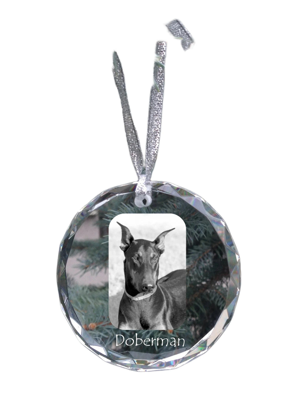Dobermann, Doberman Pinscher, Dobie - crystal bauble with a photo, dog photo in crystal, personalized Christmas tree ornament by Art-Dog brand