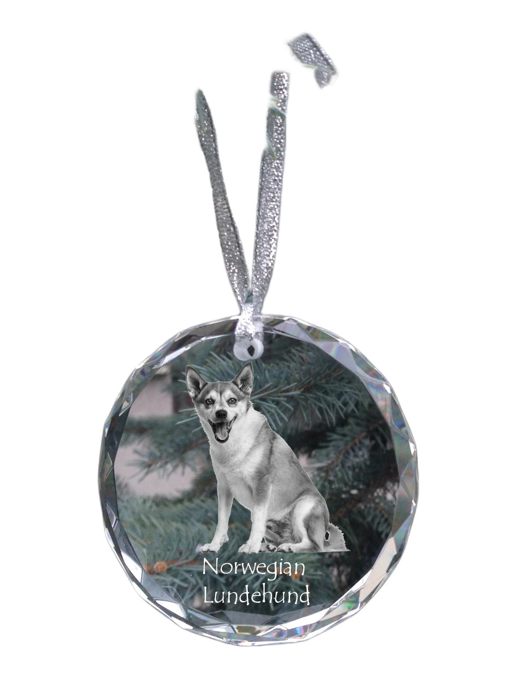 Norwegian Lundehund, Norsk Lundehund - crystal bauble with a photo, dog photo in crystal, personalized Christmas tree ornament by Art-Dog brand