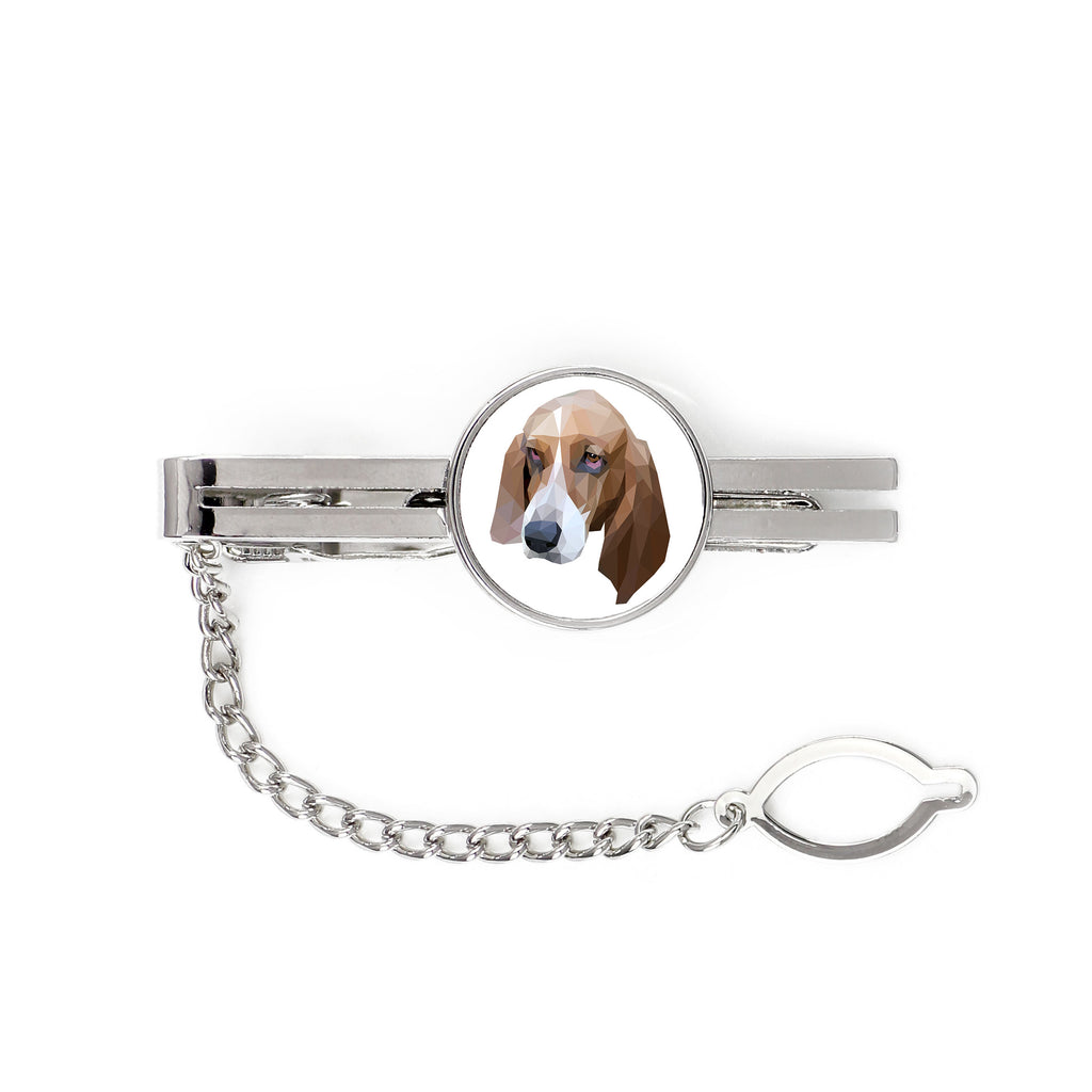 Basset Hound - geometric tie clip with a picture and inscription from Art-Dog