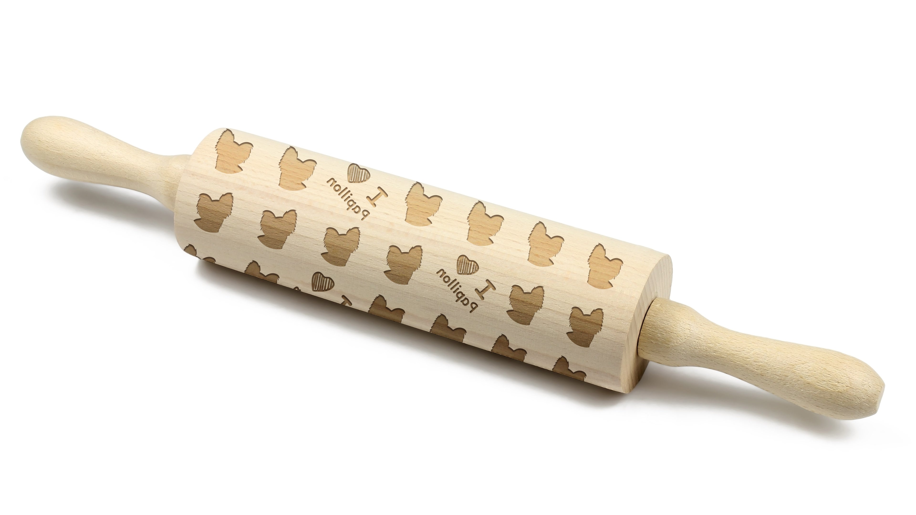 Papillon, Continental Toy Spaniel, Butterfly dog II - patterned rolling pin with a dog, rolling pin for dough and ceramics, a gift for a pastry chef from the Art-Dog brand