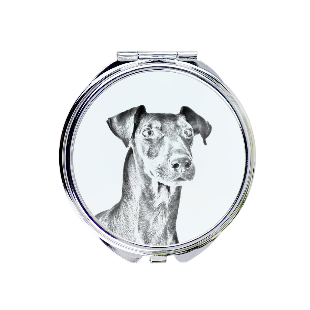 Manchester Terrier - Pocket mirror with a dog, personalized mirror for a purse, compact mirror with Art-Dog brand print.