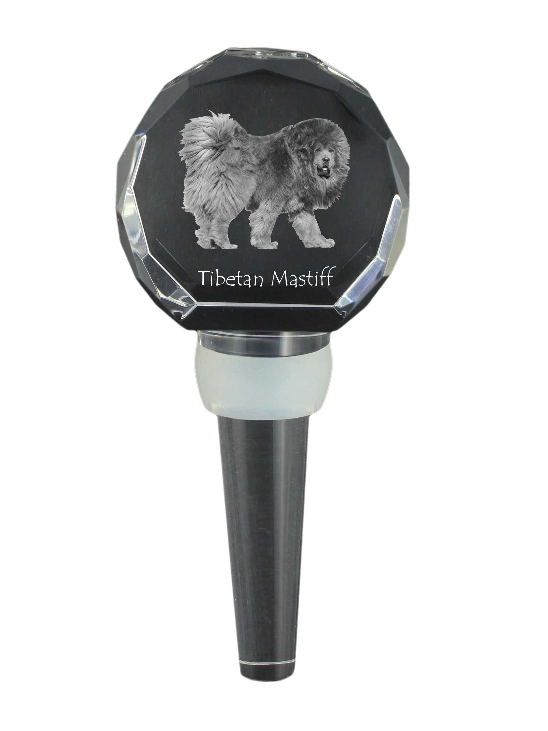 Tibetan Mastiff, Do khyi - Crystal bottle stopper, unique wine stopper with photo, personalised gift for sommelier by Art-Dog brand