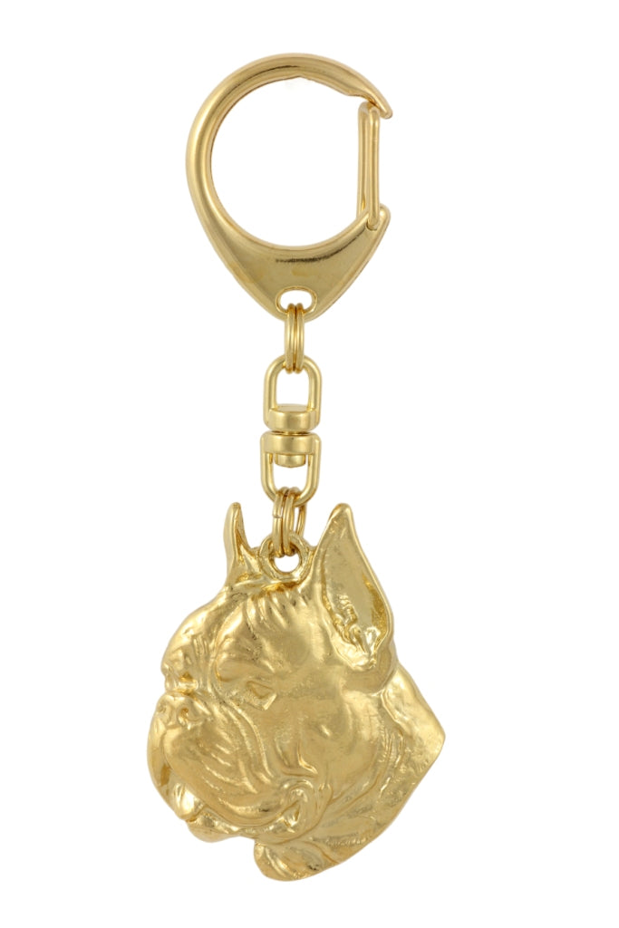 Boxer, German Boxer II - Gilded key ring with dog, handbag decoration, luxury accessory by Art-Dog brand
