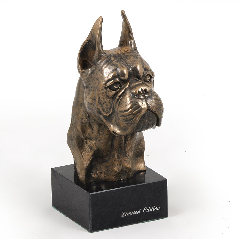 Boxer, German Boxer I - Dog statue, bust on stone base, sculpture, trophy for dog show by Art-Dog brand