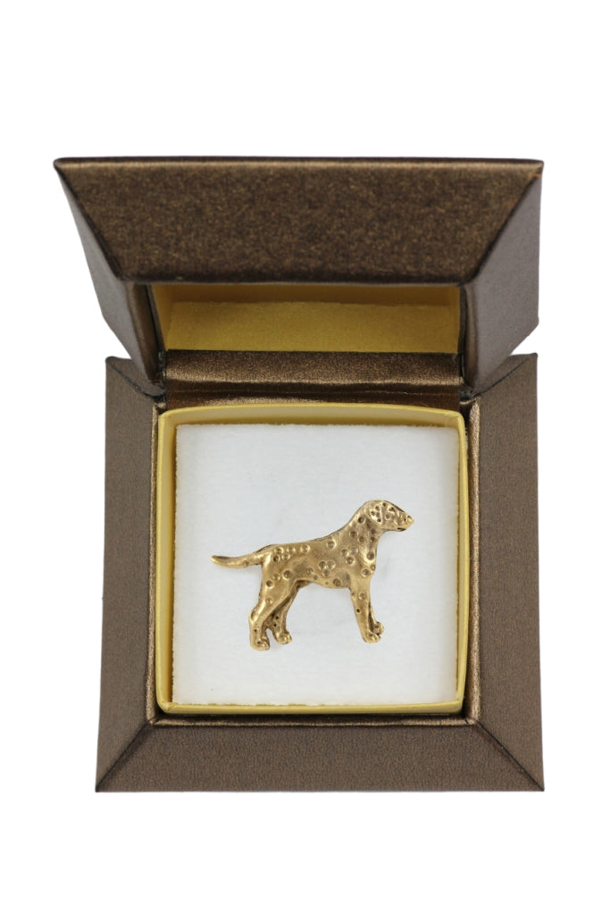 Dalmatian, Carriage Dog, Spotted Coach Dog - Dog brooch in decorative box, elegant gold-plated pin, Art-Dog brand jacket pin