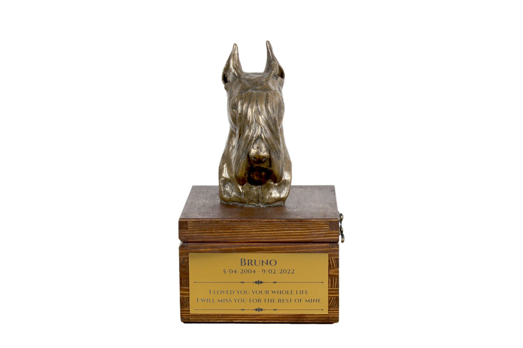 Schnauzer I - urn for dog ashes with a statuette, small urn for a dog, personalized urn with a bust of a dog by Art-Dog brand