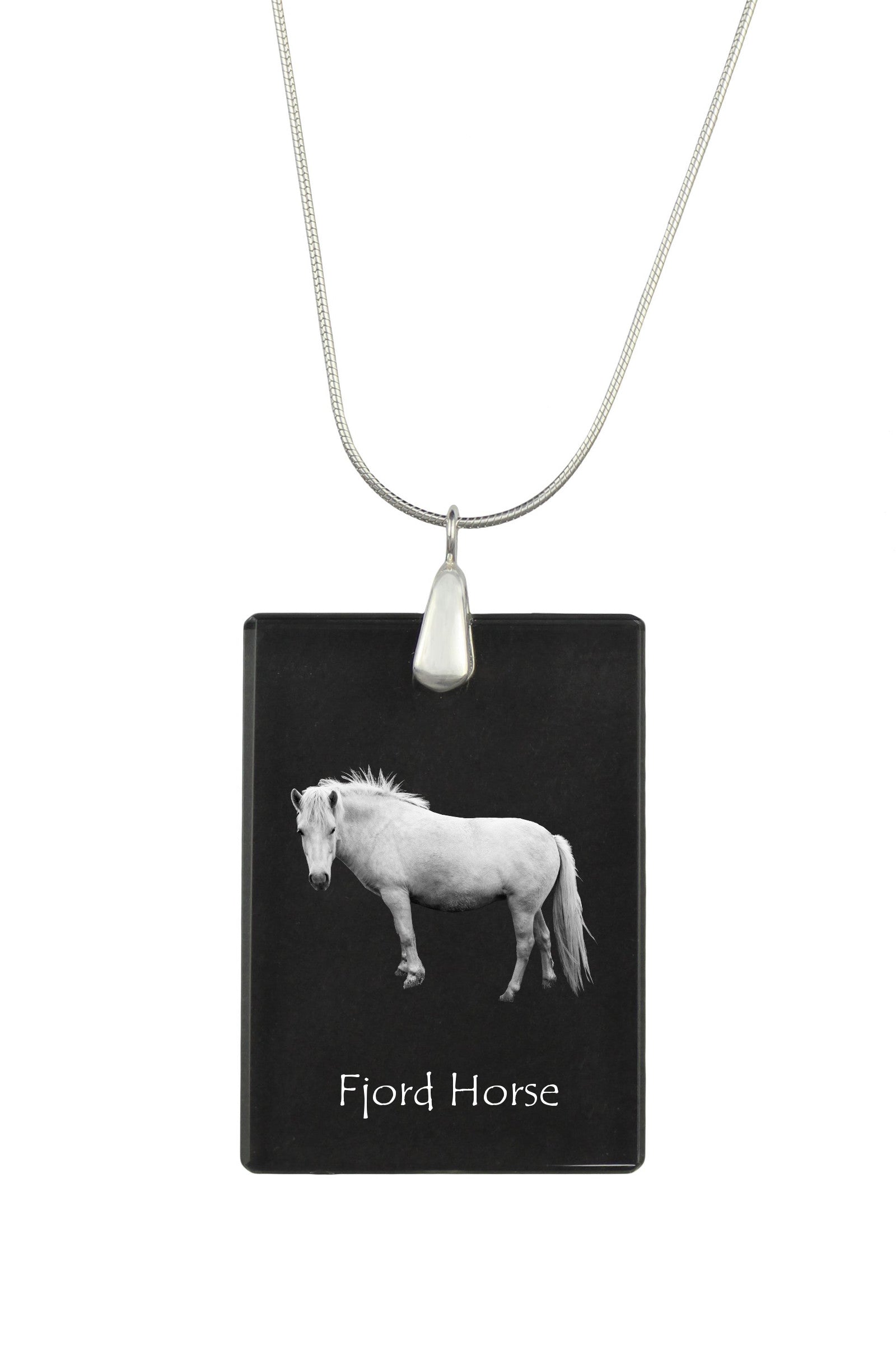 Fjord Horse - Crystal pendant with horse, silver necklace with photo, personalised pendant by Art-Dog brand