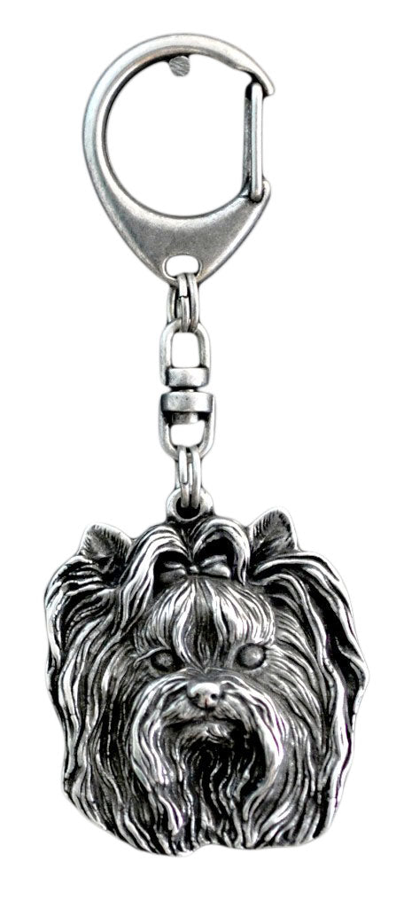 Yorkshire Terrier, Yorkie I - Silver-plated key ring with dog, handbag decoration, backpack pendant by Art-Dog brand