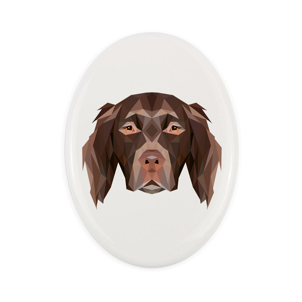 Münsterländer - a plate with a geometric design and the brand name Art-Dog