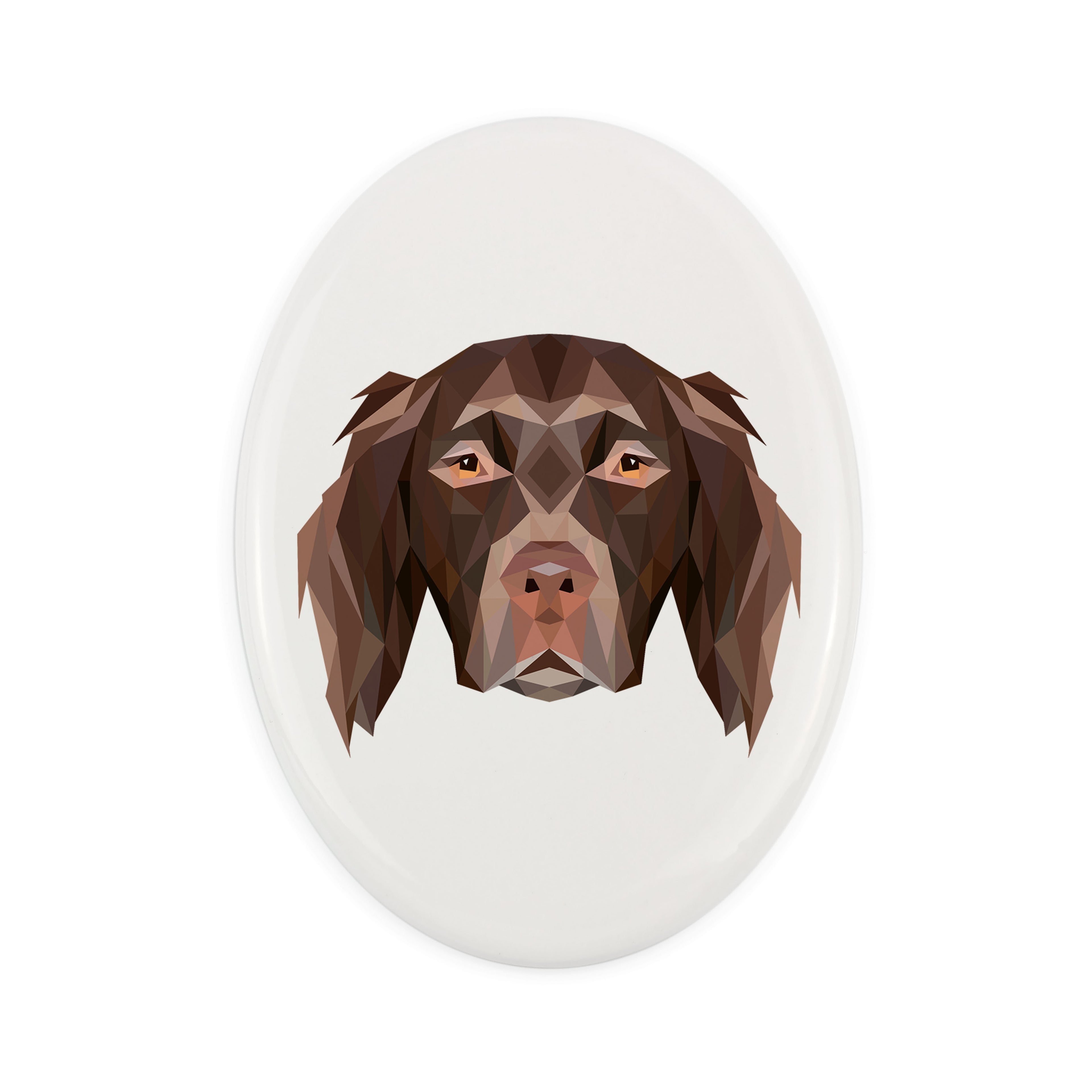 Münsterländer - a plate with a geometric design and the brand name Art-Dog