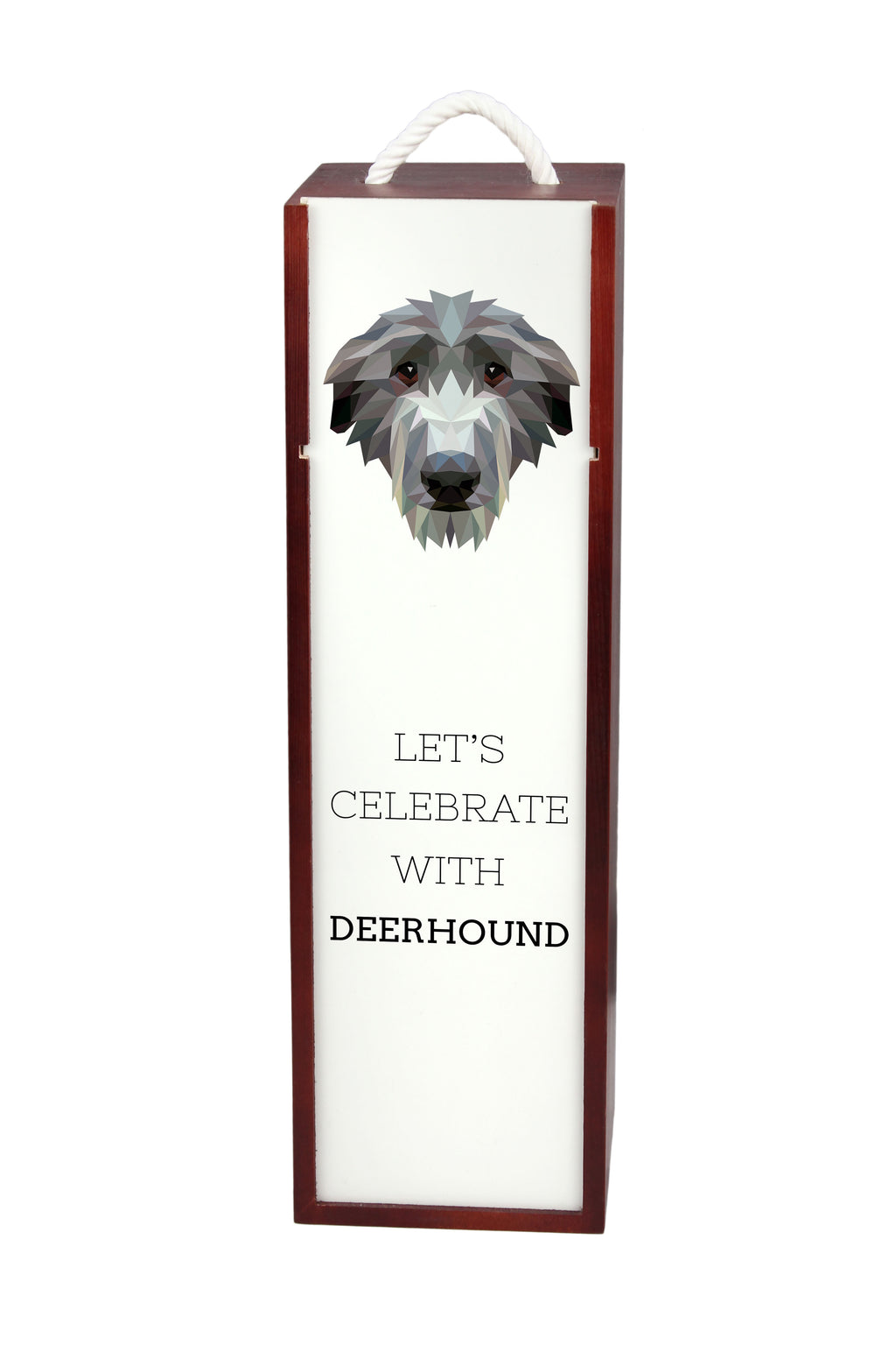 Deerhound, Scottish Deerhound - geometric box with a picture and inscription for wine by Art-Dog