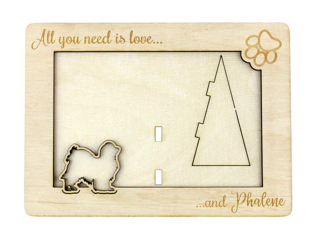 Papillon, Continental Toy Spaniel, Butterfly dog I - Photo frame, engraved wooden frame, a lovely gadget for the dog lover by Art-Dog