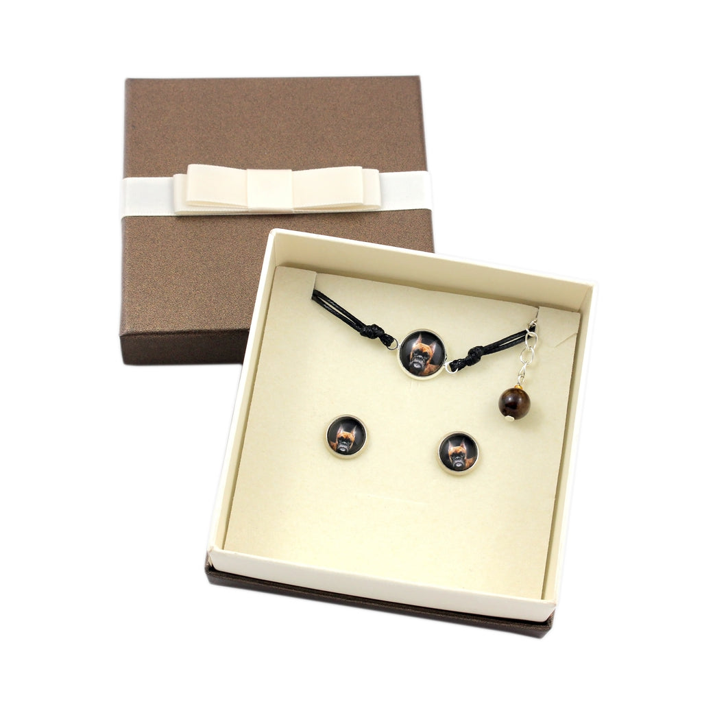 Boxer, German Boxer III - a set of jewelry with your photo, a woman's ornament, handmade item, a product made with passion for creating the Art-Dog brand.