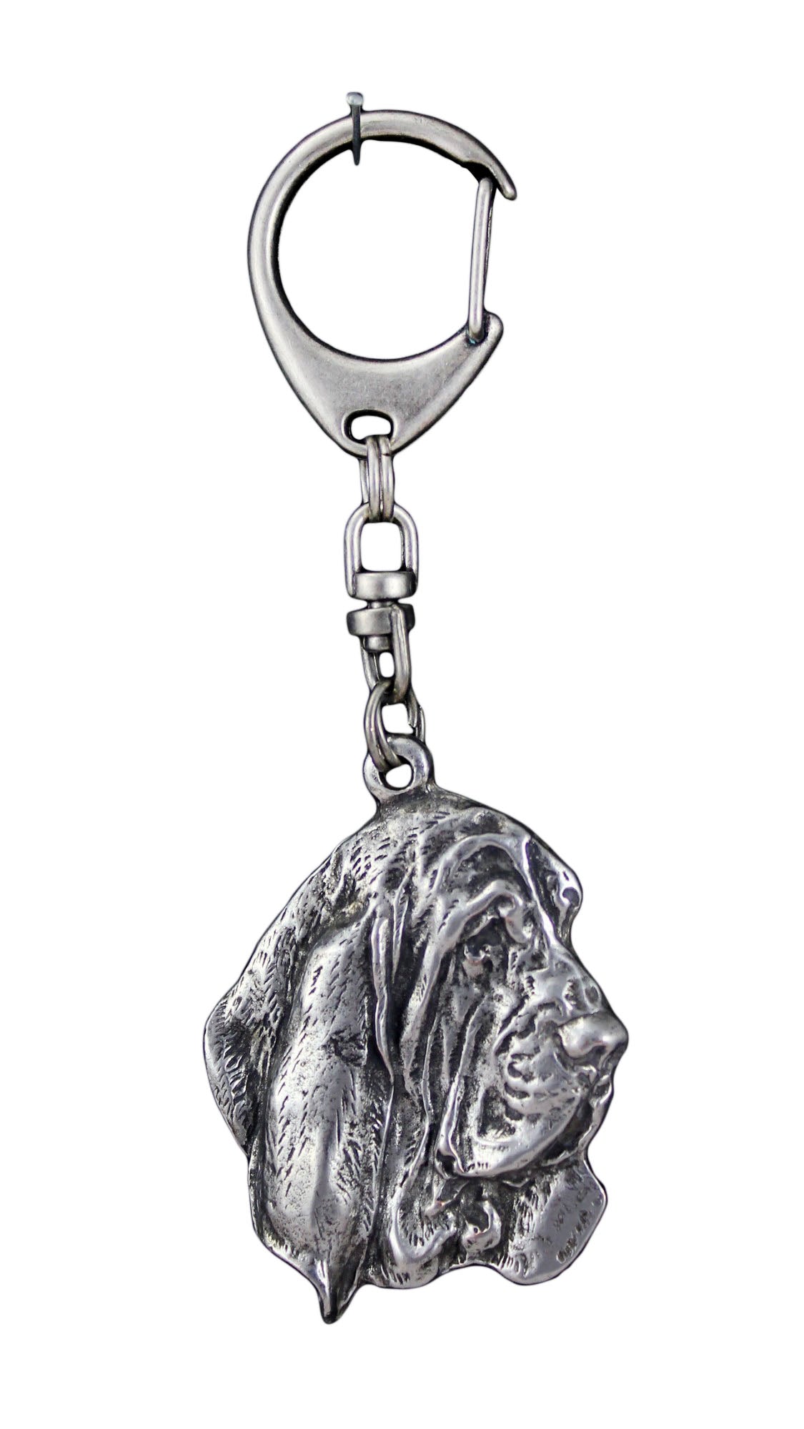 Basset Hound III - Silver-plated key ring with dog, handbag decoration, backpack pendant by Art-Dog brand