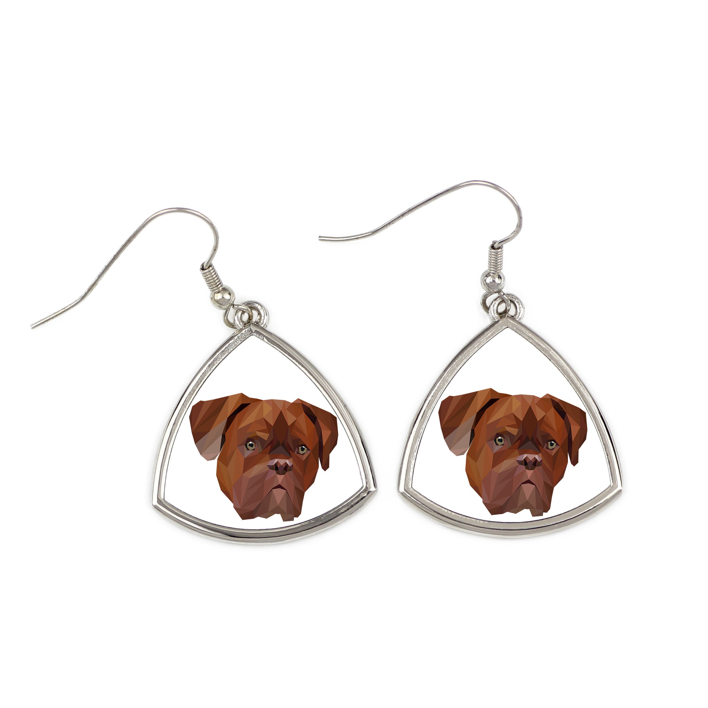 Dogue de Bordeaux, French Mastiff, Bordeauxdog - earrings with a picture and the inscription geometric dog Art-Dog