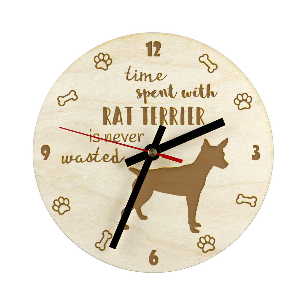 Rat Terrier, Ratting Terrier, Decker Giant - clock with a dog, wooden clock, wall clock for dog lovers, clock for desk and shelf, Art-Dog