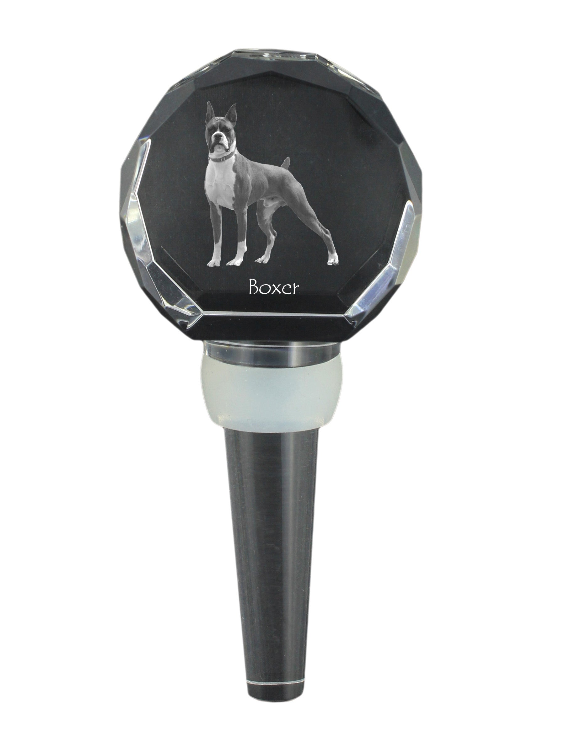 Boxer, German Boxer III - Crystal bottle stopper, unique wine stopper with photo, personalised gift for sommelier by Art-Dog brand