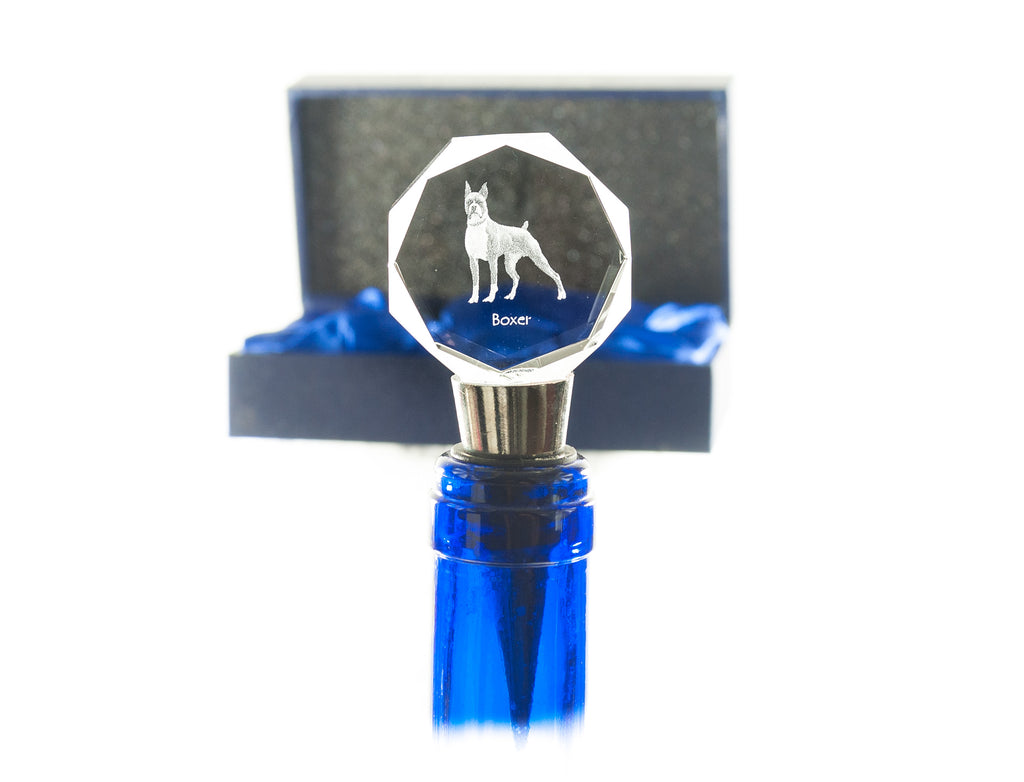 Boxer, German Boxer III - Bottle stopper, crystal wine stopper with photo, personalised gift for bartender by Art-Dog brand