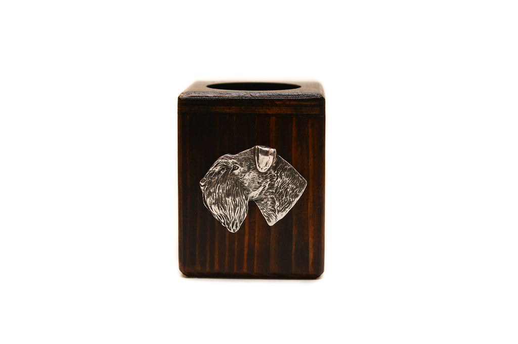 Schnauzer III - wooden candle holder with a dog, a unique souvenir after losing a dog, a handicraft from the Art-Dog brand
