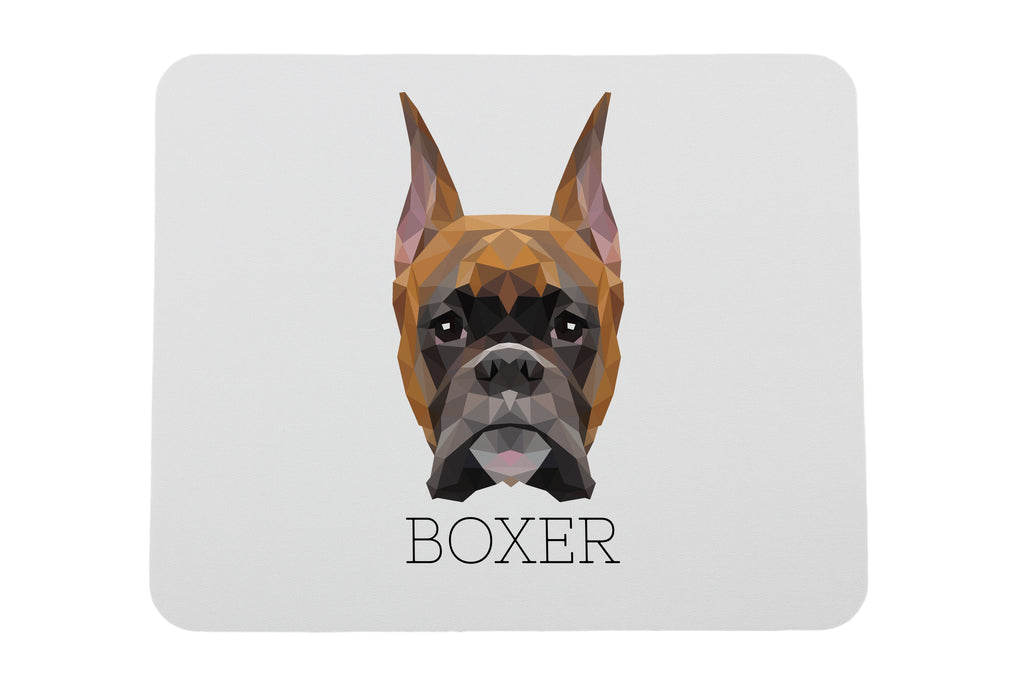 Boxer, German Boxer I - geometric mouse pad with a picture and text by Art-Dog