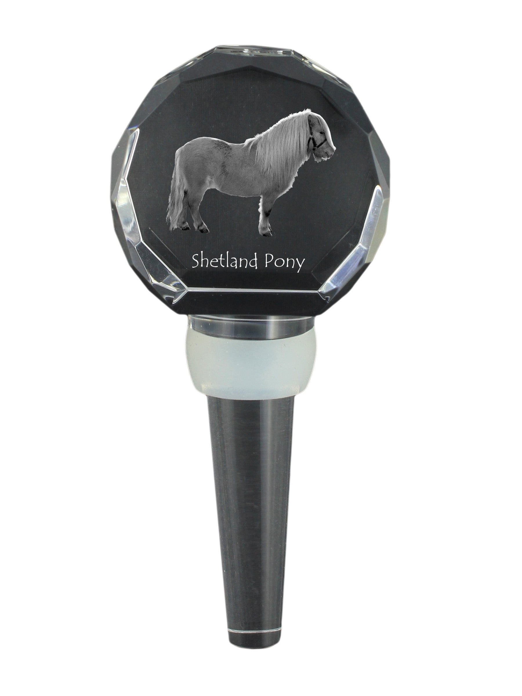 Shetland Pony - Crystal bottle stopper with horse, unique wine stopper with photo, personalised gift for sommelier by Art-Dog brand