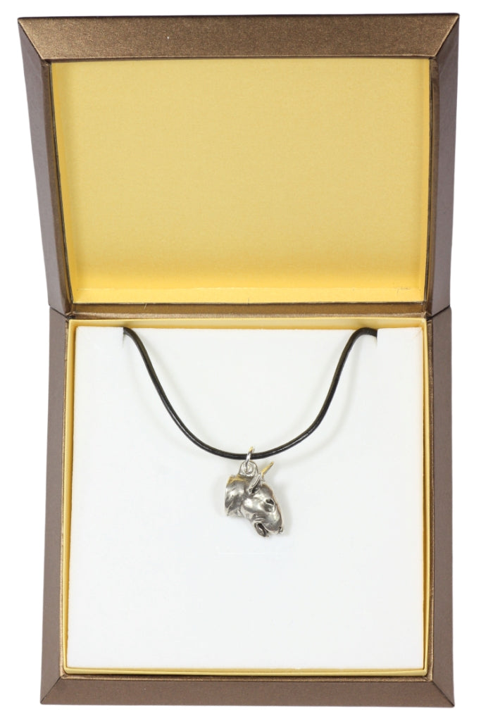 Bull Terrier, Bully I - Dog necklace in gift box, silver-plated locket for dog fan, striking pendant by Art-Dog brand